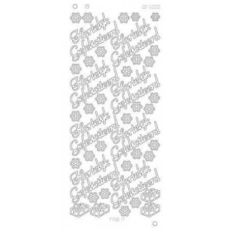 Stickerset Hartelijk Gefeliciteerd Platinum - Zilver
