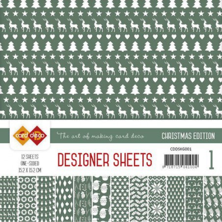 Card Deco - Designer Sheets -  Christmas Edition - kerstgroen