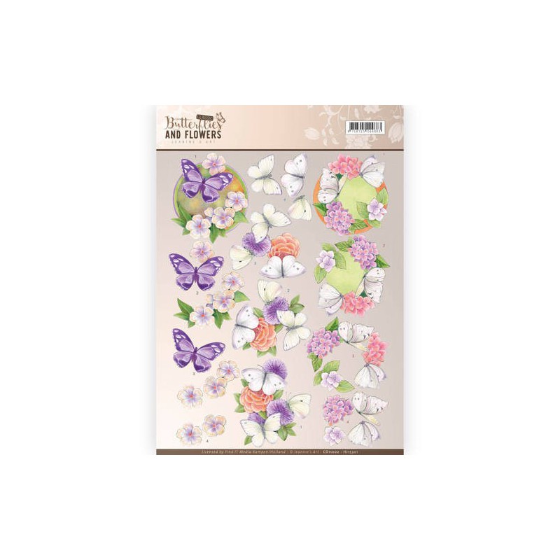 3D Knipvel - Jeanine's Art - Classic Butterflies and Flowers - Purple Flowers