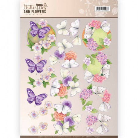 3D Knipvel - Jeanine's Art - Classic Butterflies and Flowers - Purple Flowers
