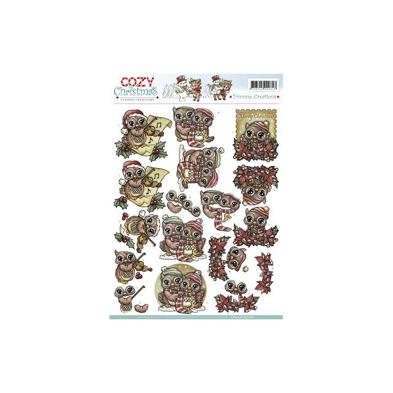 3D Knipvel - Yvonne Creations - Cozy Christmas - Xmas Owls