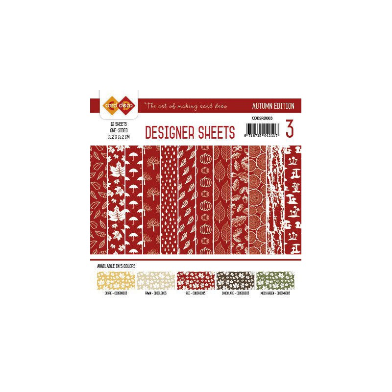 Card Deco - Designer Sheets - Autumn Colors-Rood