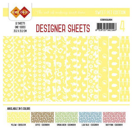 Card Deco - Designer Sheets -Sweet  Pet-geel
