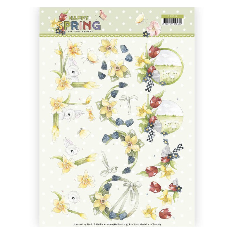 3D Knipvel - Precious Marieke - Happy Spring - Happy Daffodils