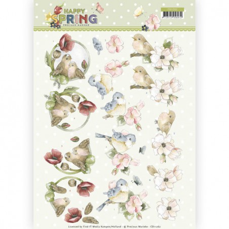3D Knipvel - Precious Marieke - Happy Spring - Happy Birds