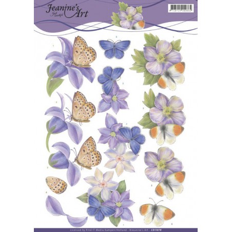3D Knipvel - Jeanine's Art - Purple Flowers