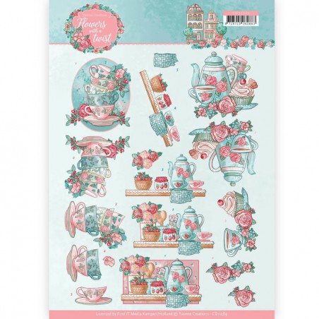 3D knipvel - Yvonne Creations - Flowers with a Twist - Tea Time