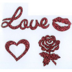 Applicatie Love Glitter assortiment Rood