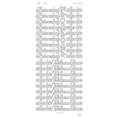 Sticker vel Beterschap, Sterkte, Welkom thuis platinum - Zilver