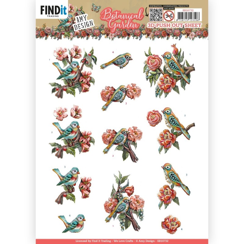 3D Push Out - Amy Design - Botanical Garden - Colorful Birds