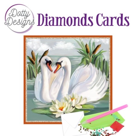 Dotty Designs Diamond Cards - White Swans