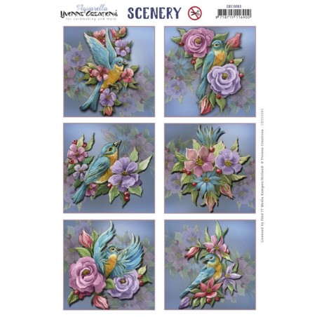 Scenery - Yvonne Creations - Aquarella - Birds and Flowers Round