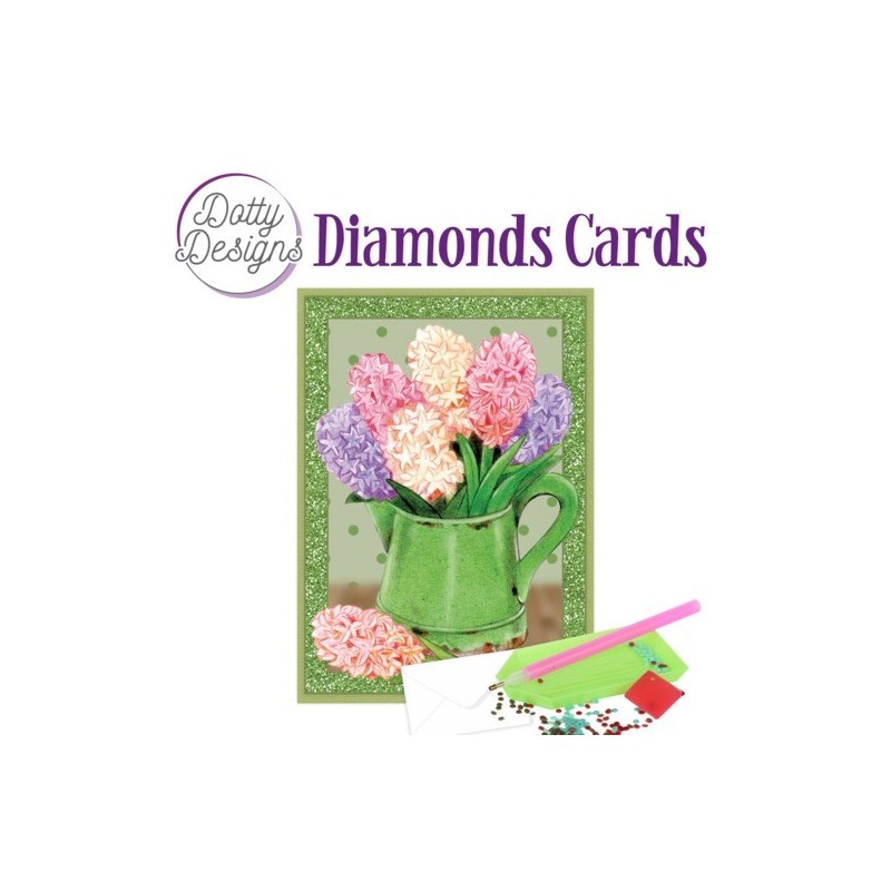 Dotty Designs Diamond Cards - Hyacinths in watering can