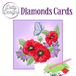 Dotty Designs Diamond Cards - Red Flowers