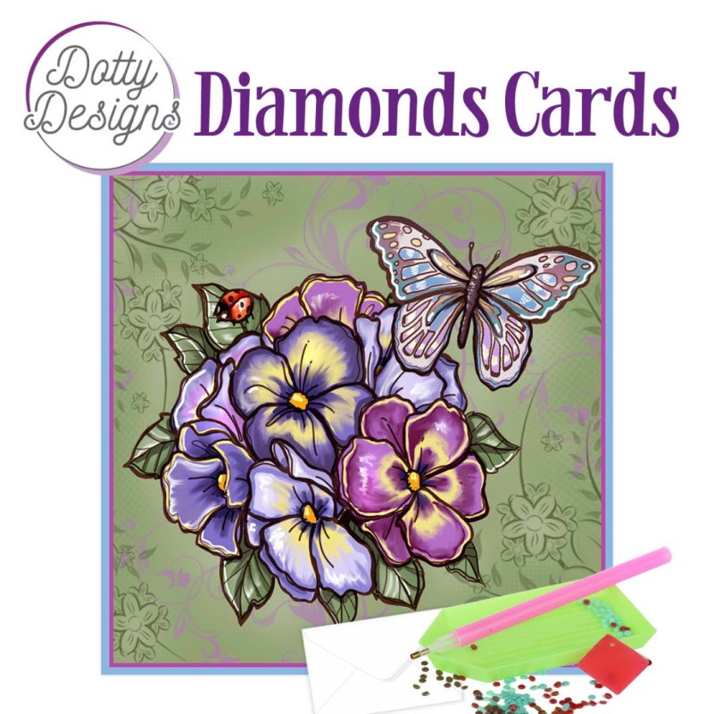 Dotty Designs Diamond Cards - Purple Flowers