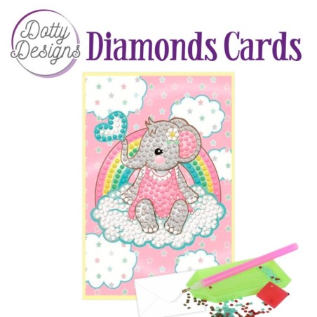 Dotty Designs Diamond Cards - Pink Baby Elephant