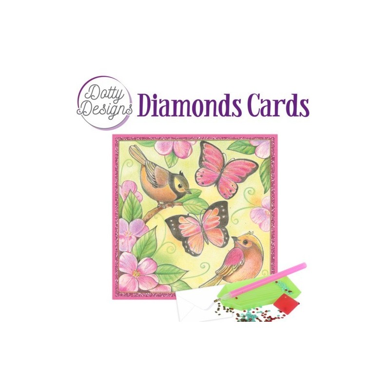 Dotty Designs Diamond Cards - Pink Butterflies