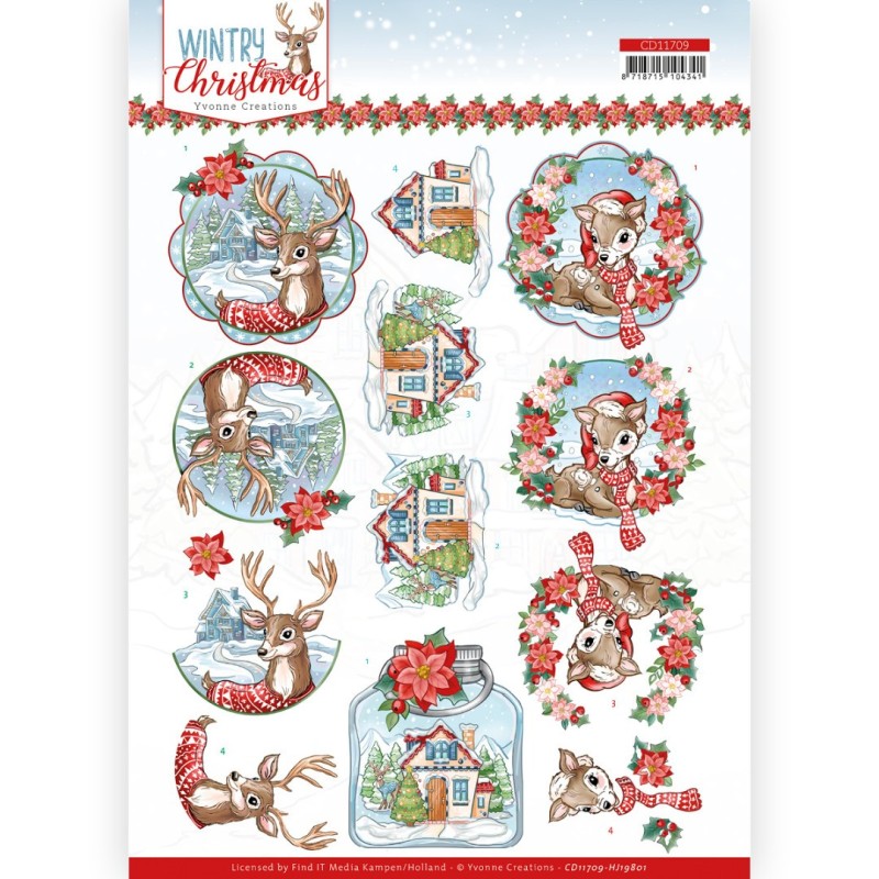 3D Cutting Sheet - Yvonne Creations - Wintry Christmas - Christmas Deer