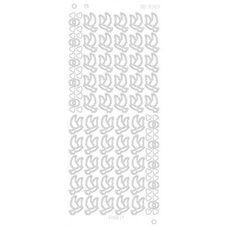 Stickervel Wedding doves Platinum - Goud