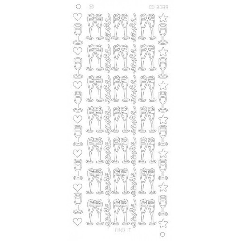 Stickervel Champane Glazen S - Goud