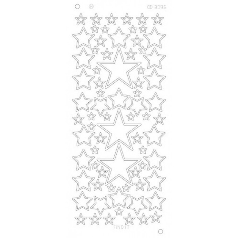 Stickervel Sterren diverse maten Platinum - Zilver