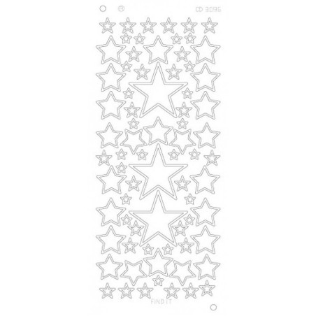 Stickervel Sterren diverse maten Platinum - Zilver