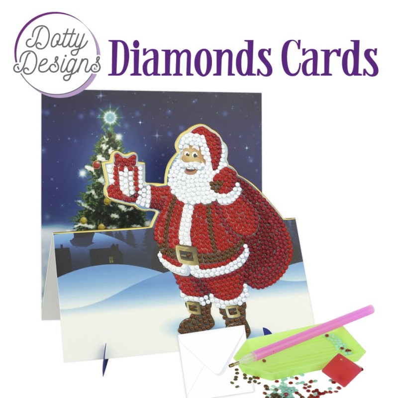 Dotty Designs Diamond Easel Card 135 - Santa with Present