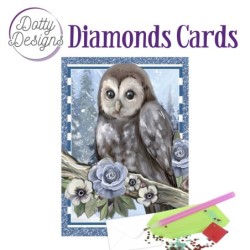 Dotty Designs Diamond Cards - Owl with ice flowers in the snow