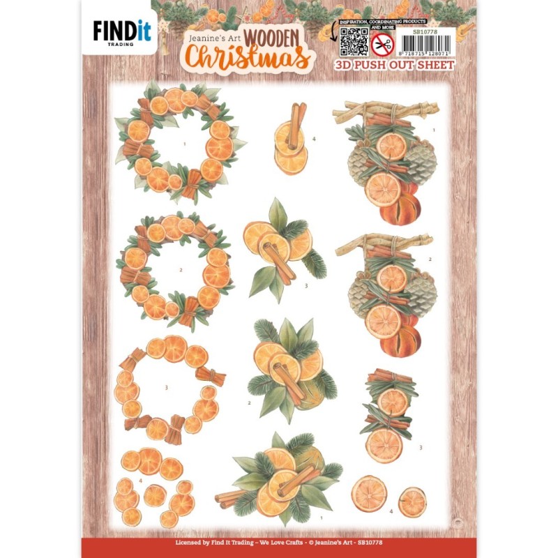 3D Push-Out - Jeanine's Art - Wooden Christmas - Orange Fruit