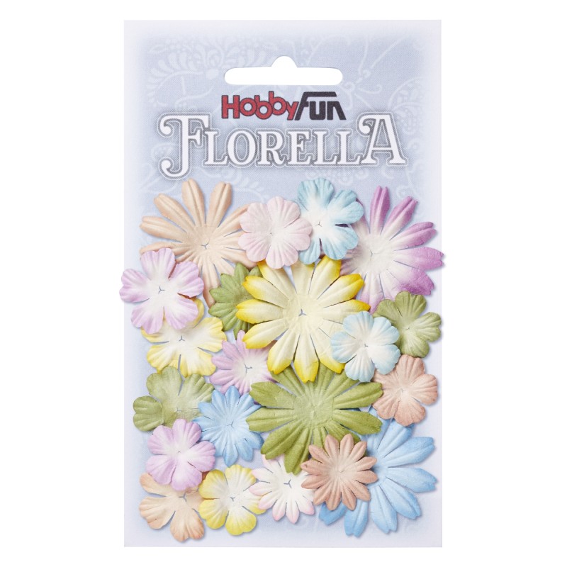 FLORELLA - Bloemen uit moerbijpapier, mix II, ca. 20 st 2 - 4 cm