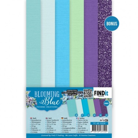 Linnen Cardstock Pack - Yvonne Creations - Blooming Blue - 4K