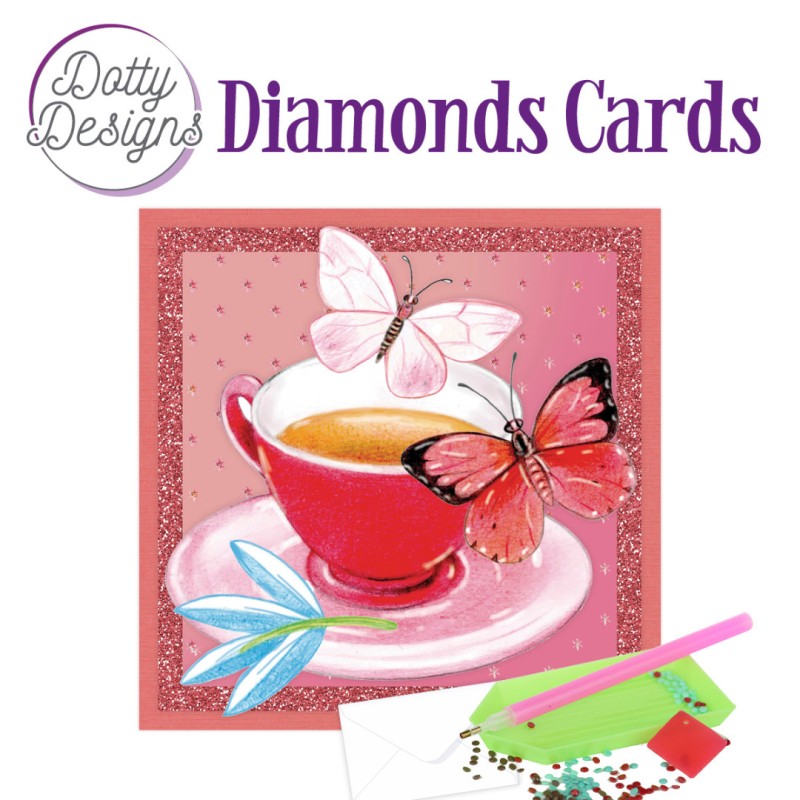 Dotty Designs Diamond Cards - Tea with butterflies