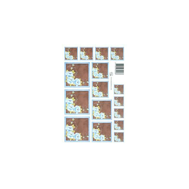 A4 knipvel Marjoleine blauw-bruine bloemen