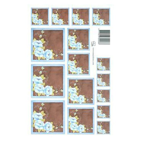 A4 knipvel Marjoleine blauw-bruine bloemen