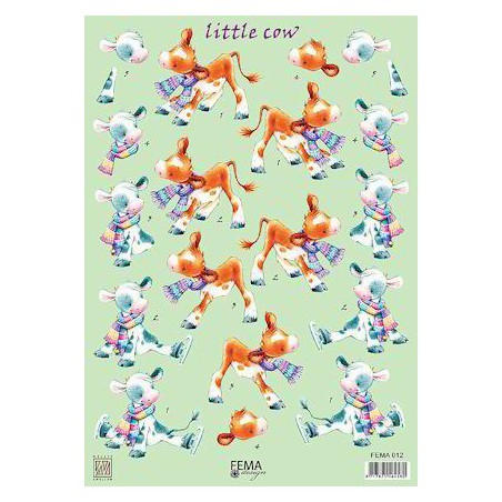 3D Knipvel -  Little Cows Kerst ( 1 )